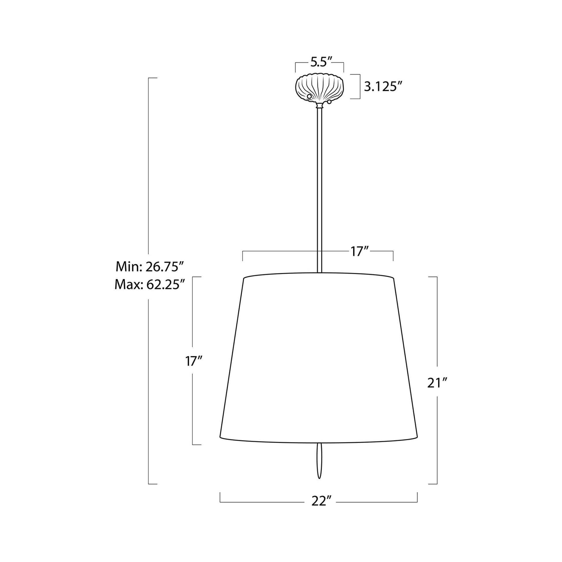 Clove Pendant Light - line drawing.