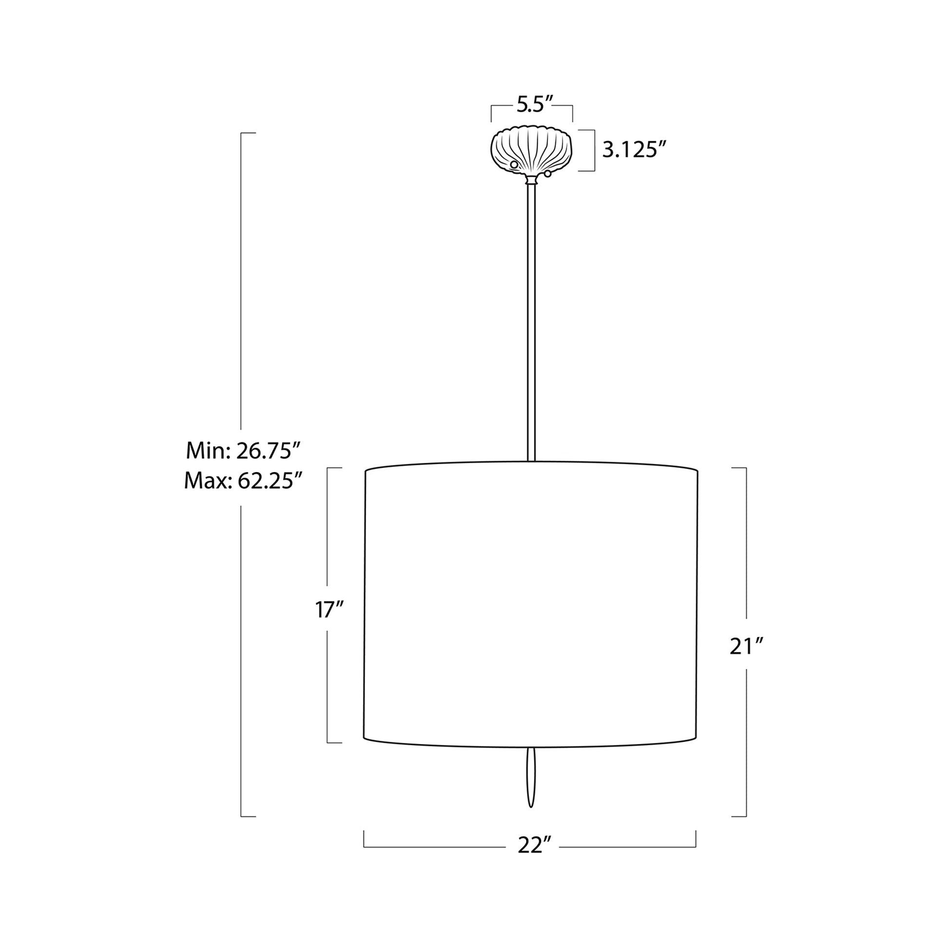 Clove Pendant Light - line drawing.