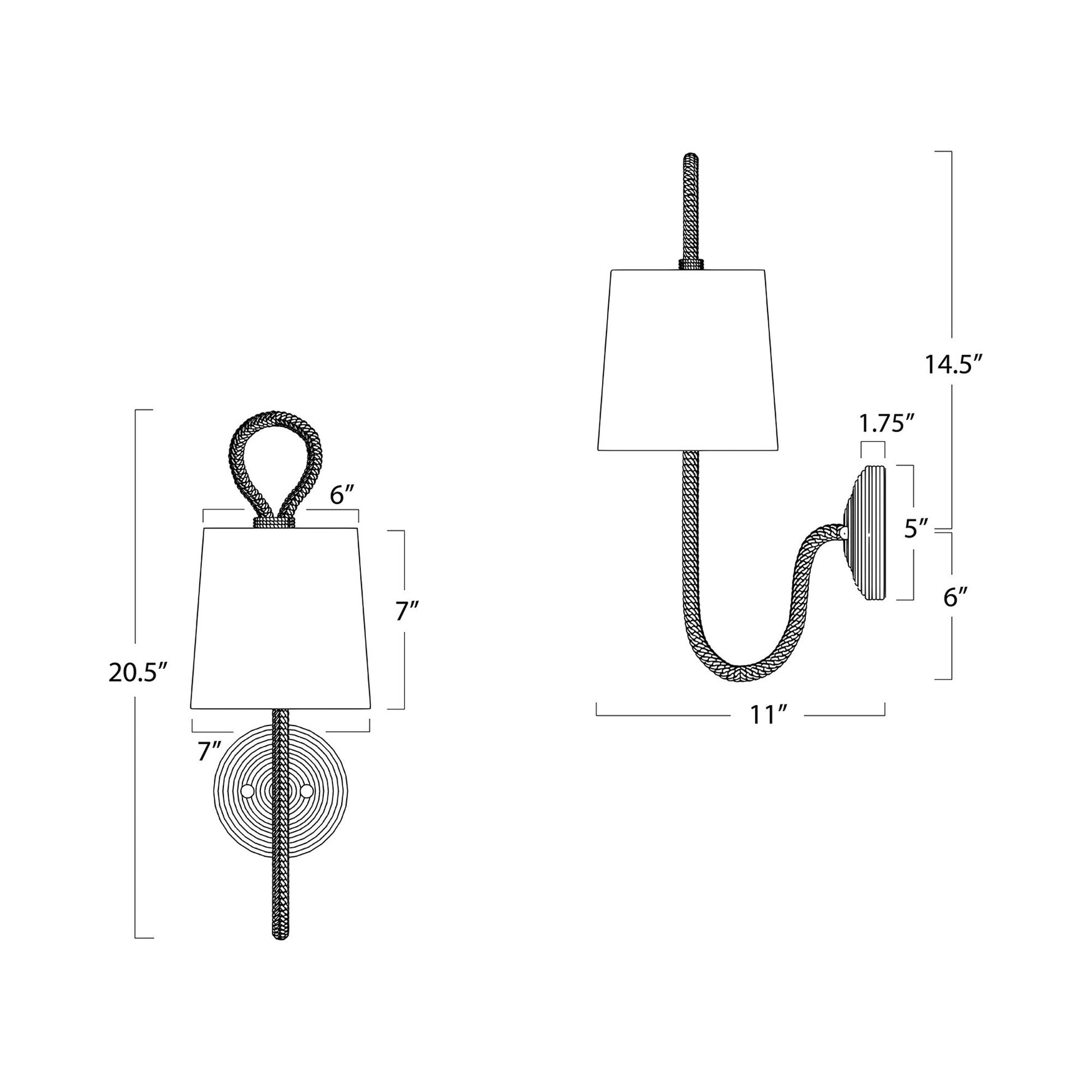 Coastal Living Bimini Wall Light - line drawing.