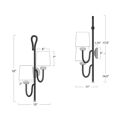 Coastal Living Bimini Wall Light - line drawing.