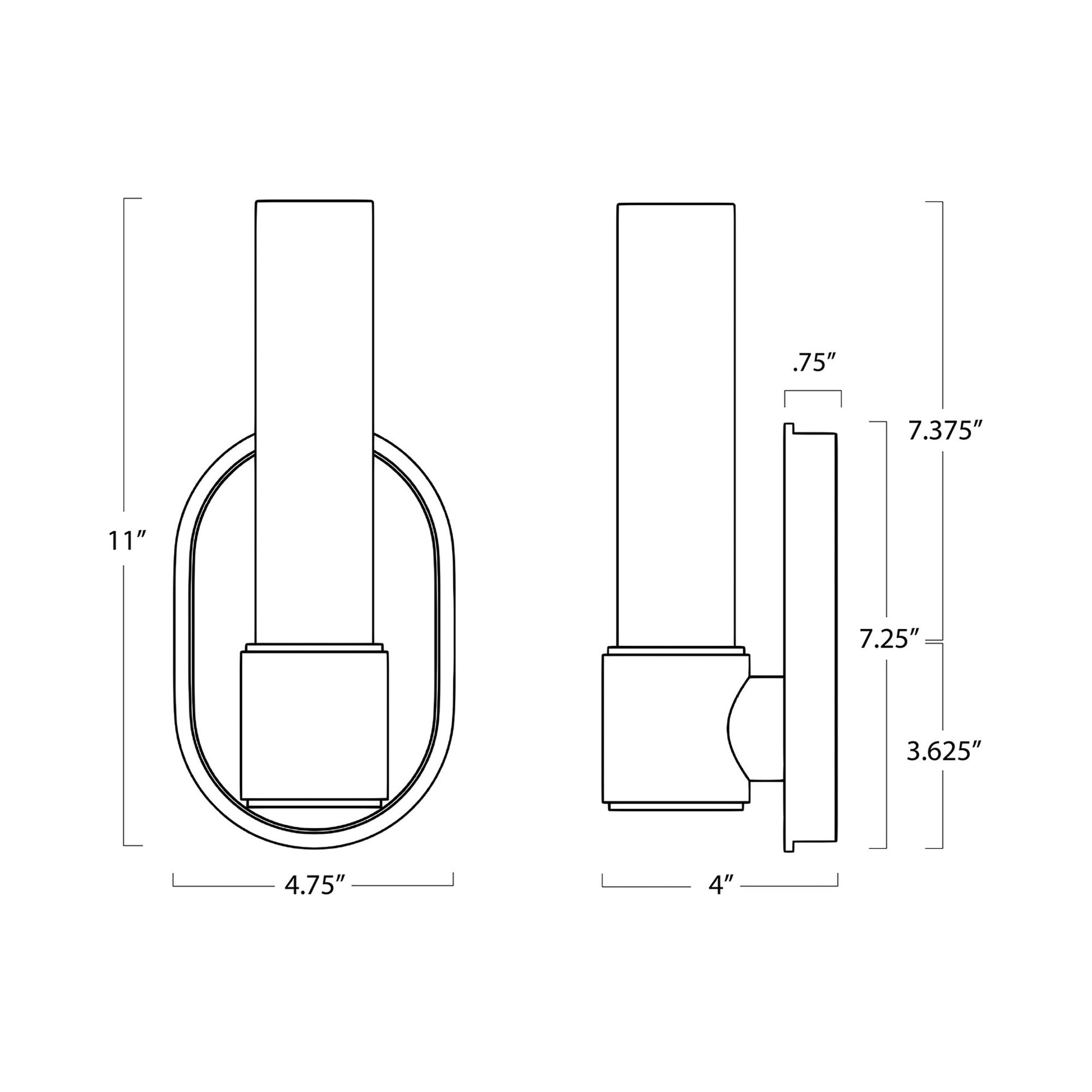 Dixon Single Wall Light - line drawing.