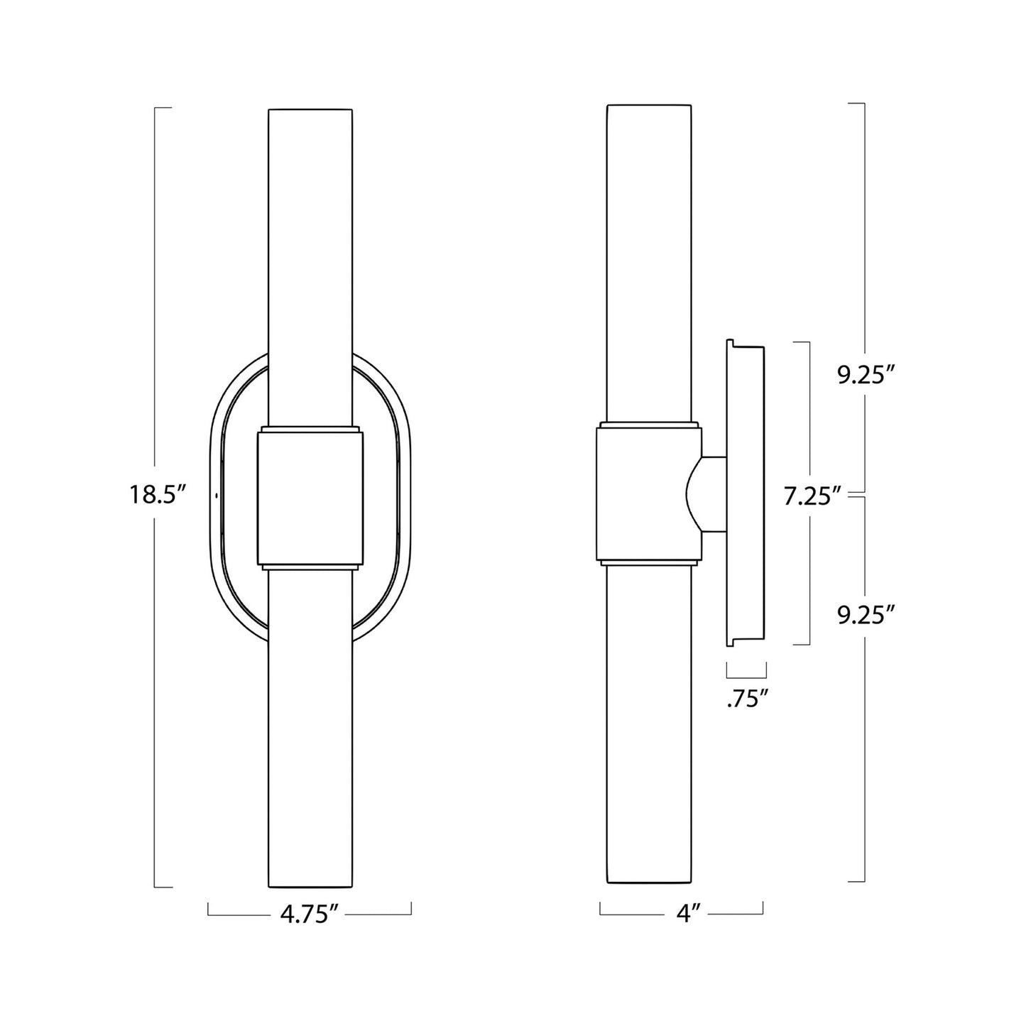 Dixon Wall Light - line drawing.