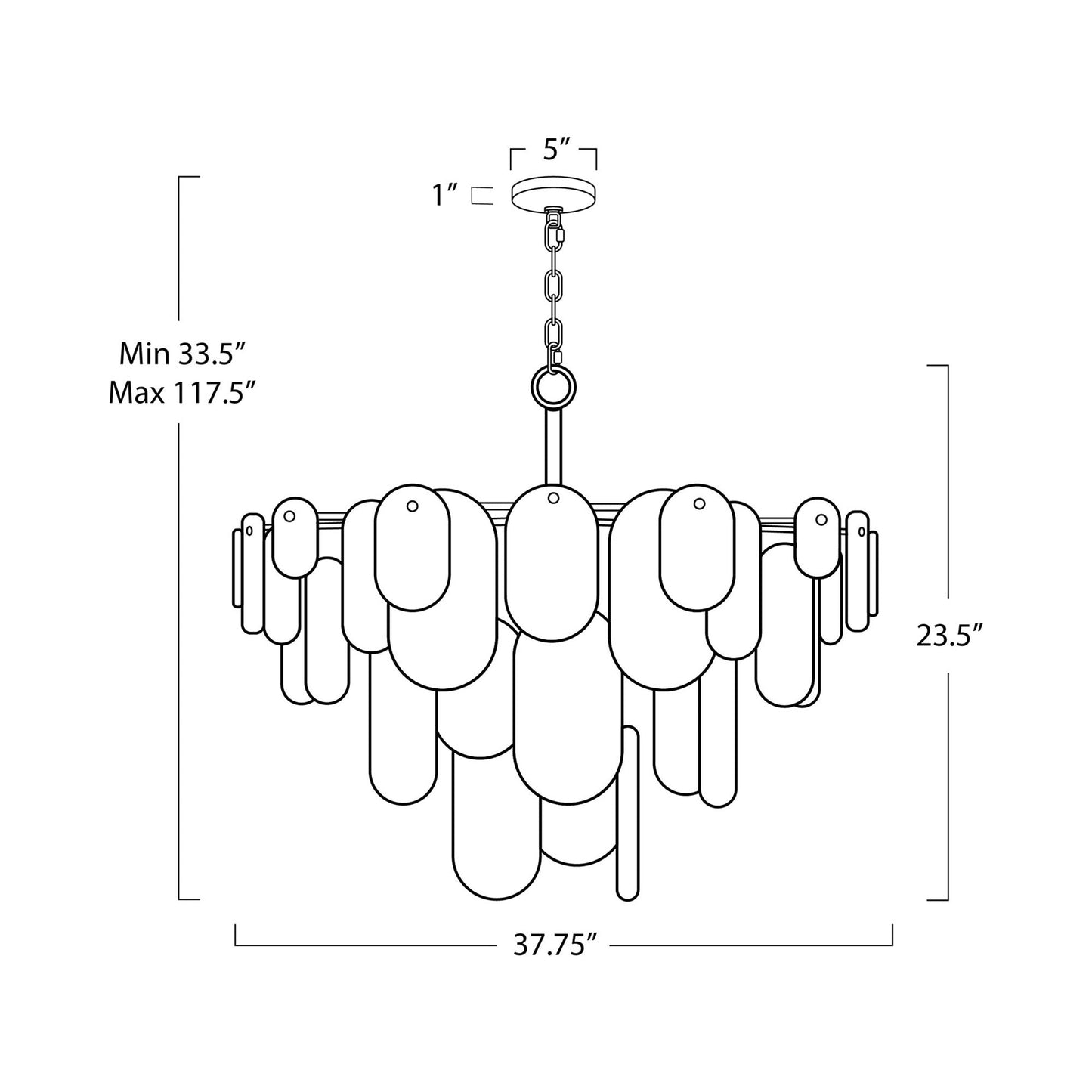 Echo Chandelier - line drawing.