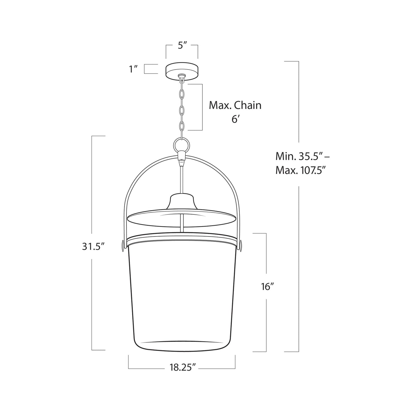 Emerson Pendant Light - line drawing.