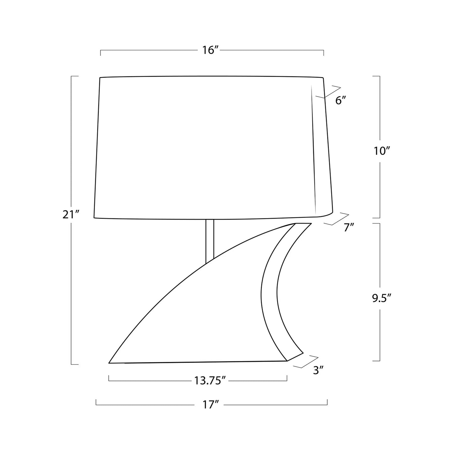 Fin Table Lamp - line drawing.