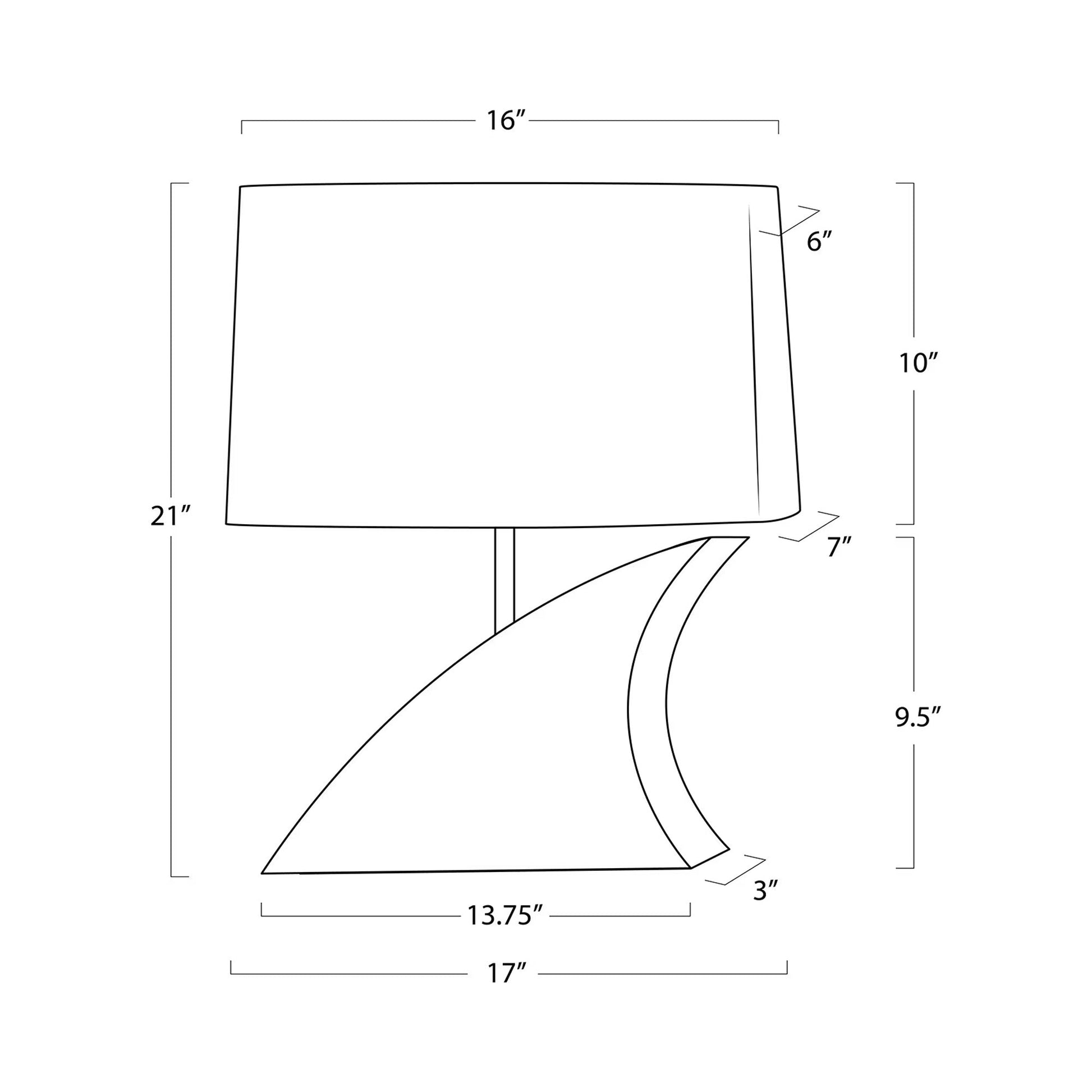 Fin Table Lamp - line drawing.