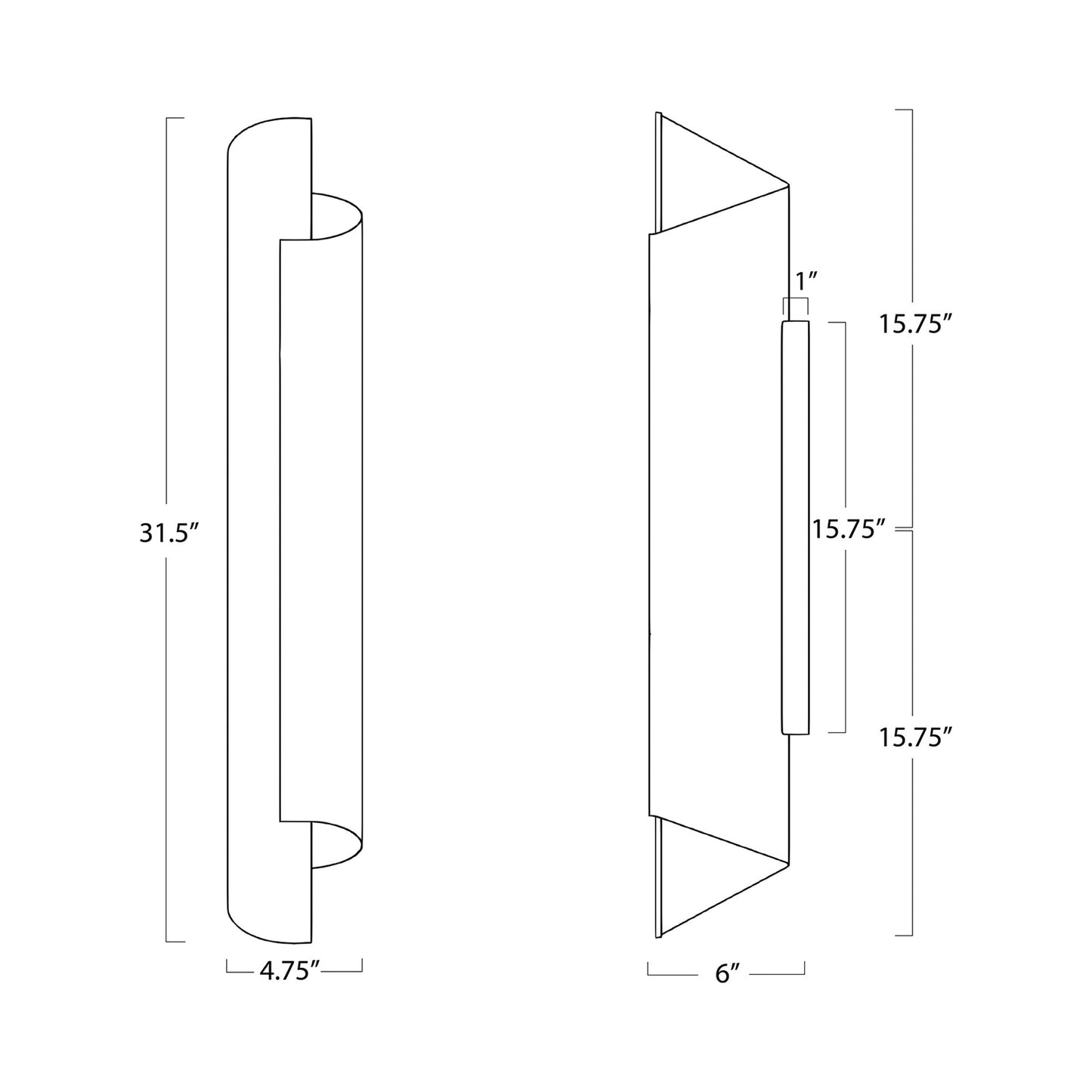 Flute Wall Light - line drawing.