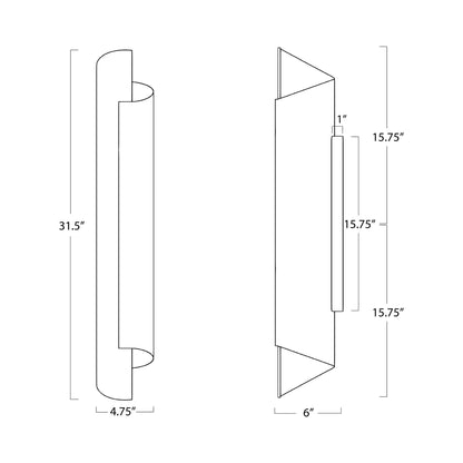 Flute Wall Light - line drawing.