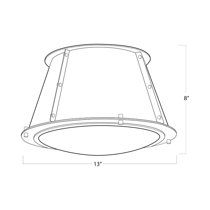 French Flush Mount Ceiling Light - line drawing.