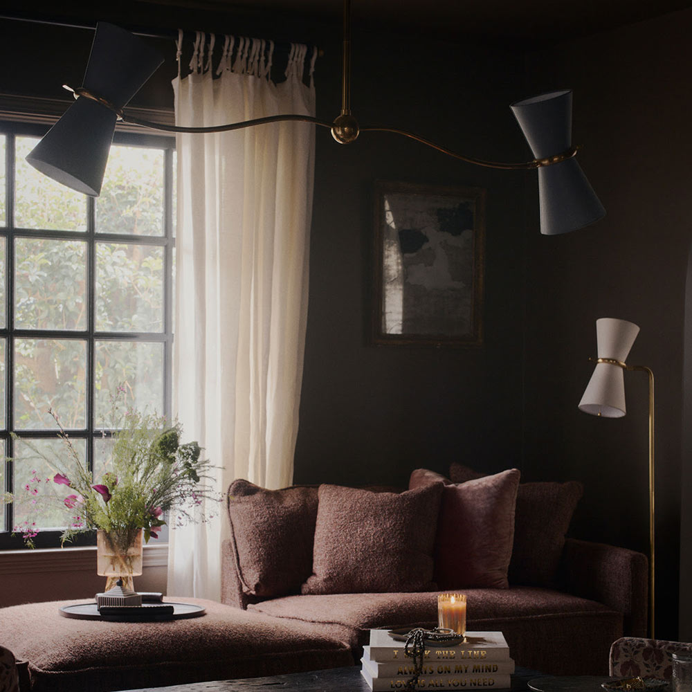 Gable Chandelier in living room.