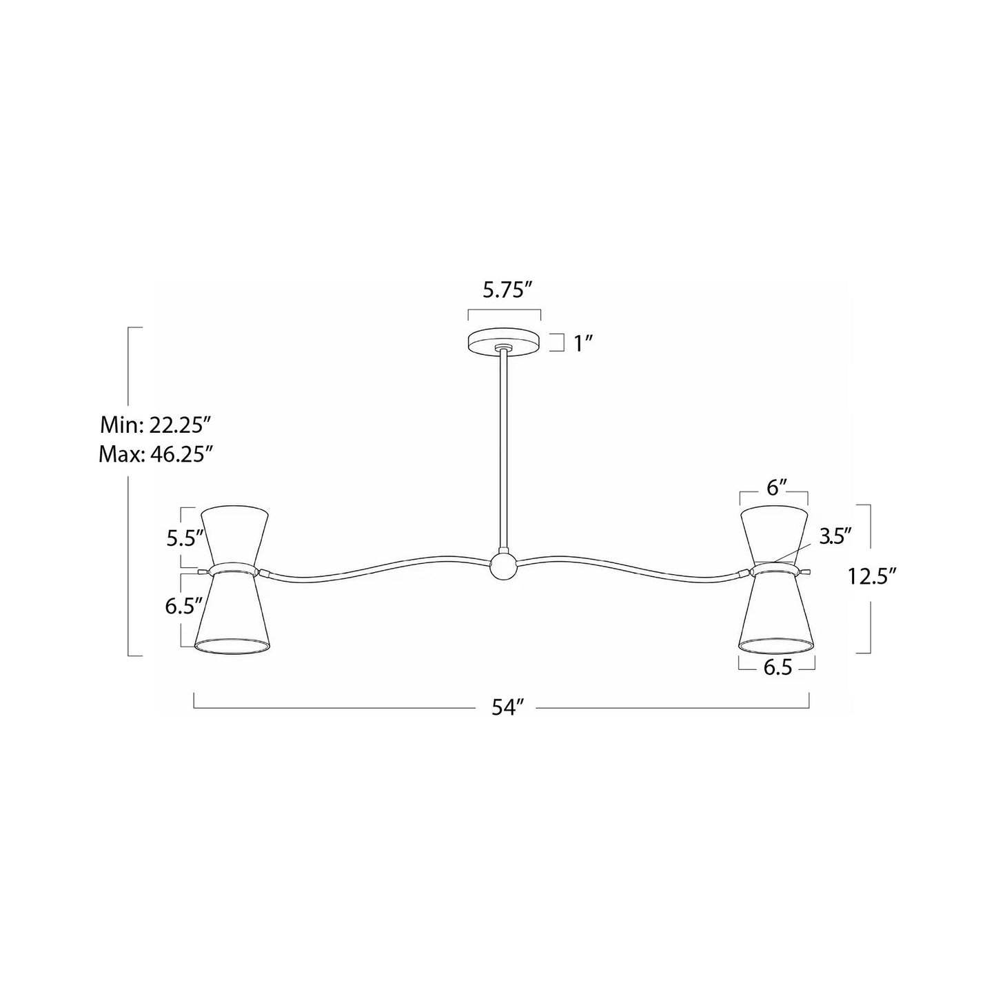 Gable Chandelier - line drawing.