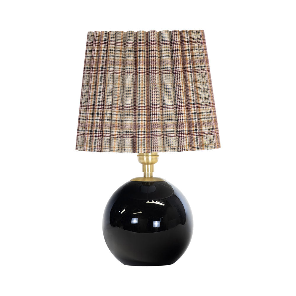 Giorgio Table Lamp in Natural Brass/Black/Heritage Plaid.