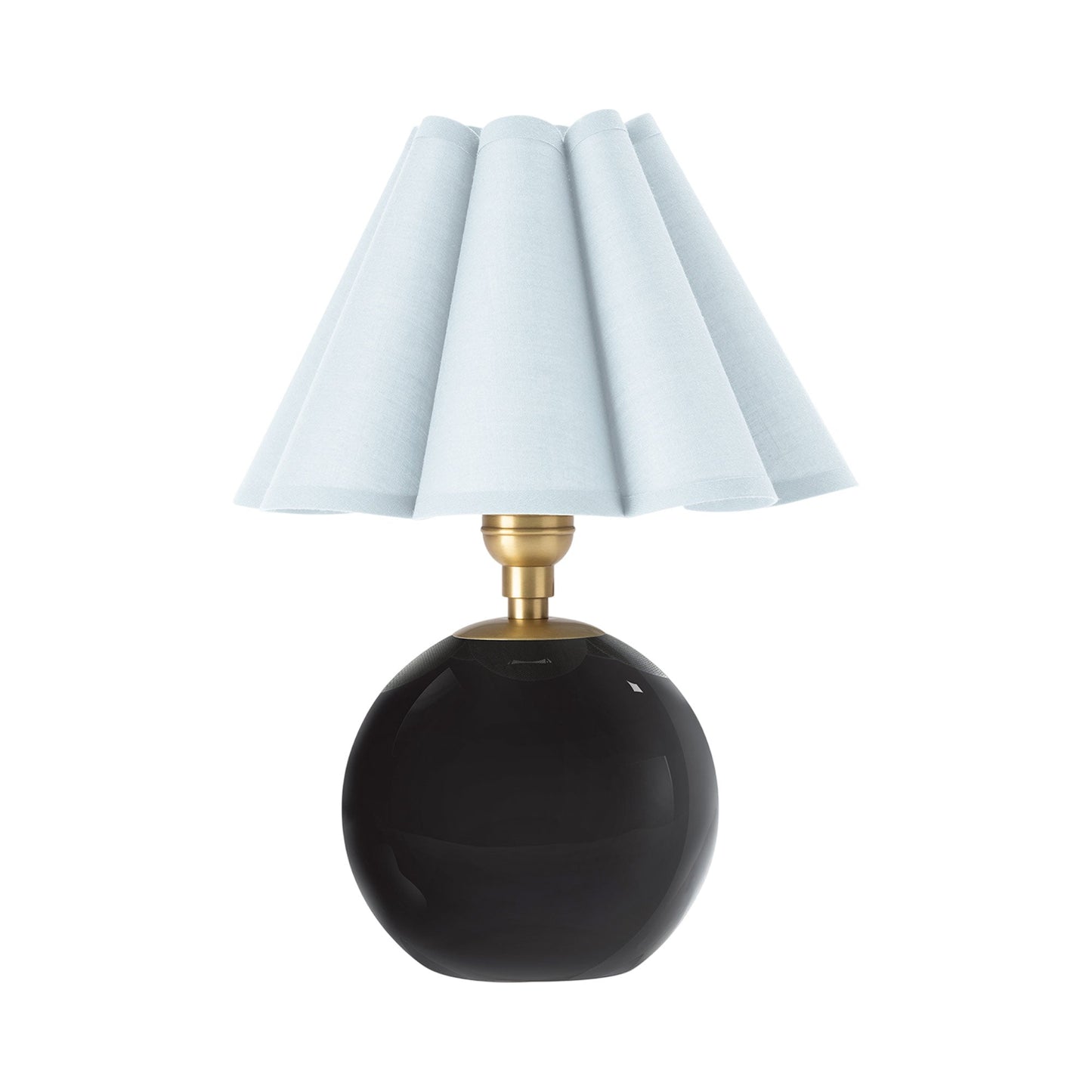 Giorgio Table Lamp in Natural Brass/Black/Mist Blue.