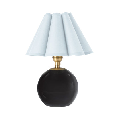 Giorgio Table Lamp in Natural Brass/Black/Mist Blue.