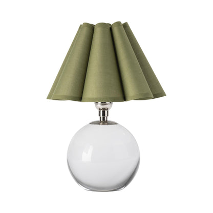 Giorgio Table Lamp in Polished Nickel/Clear/Olive.