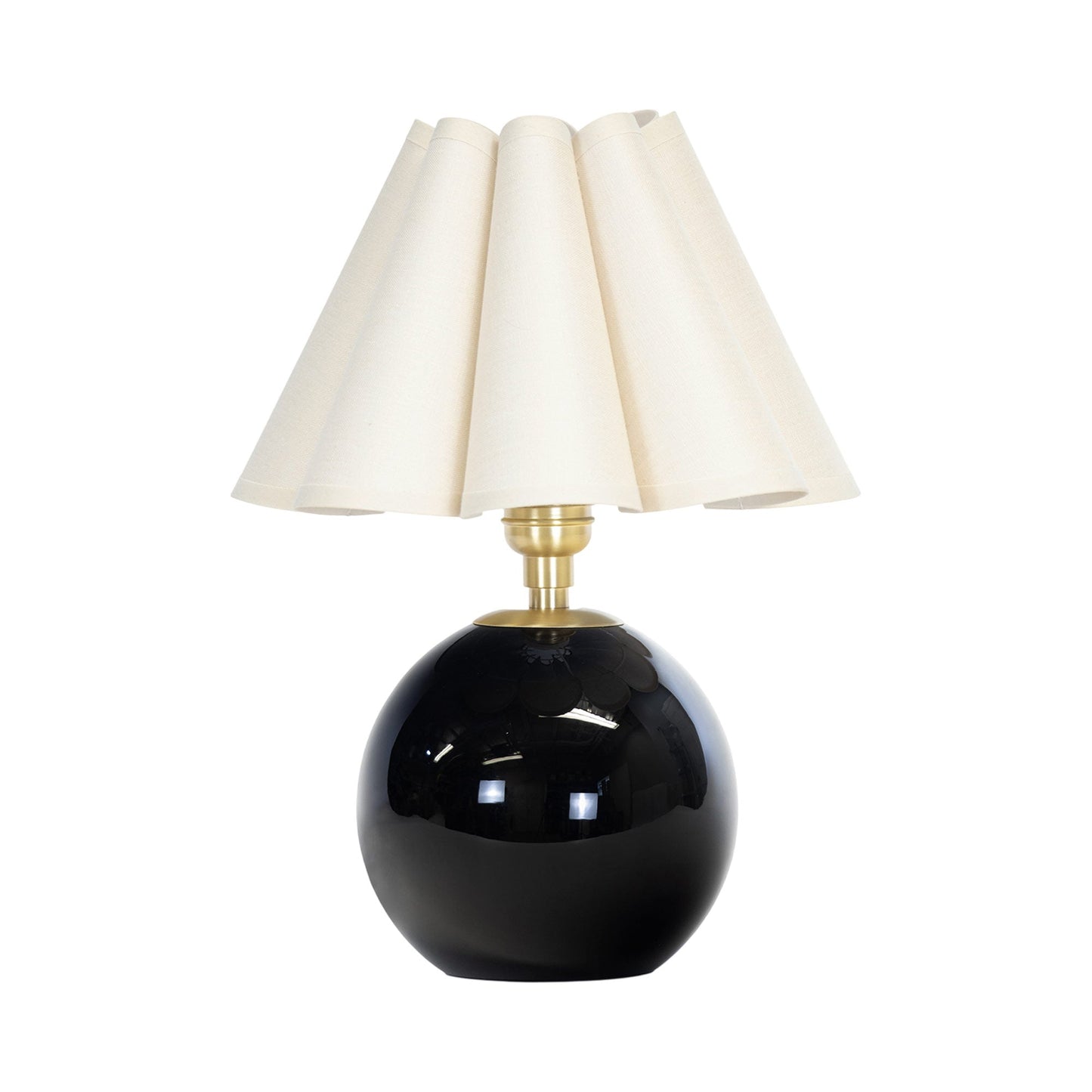 Giorgio Table Lamp in Natural Brass/Black/Oyster.