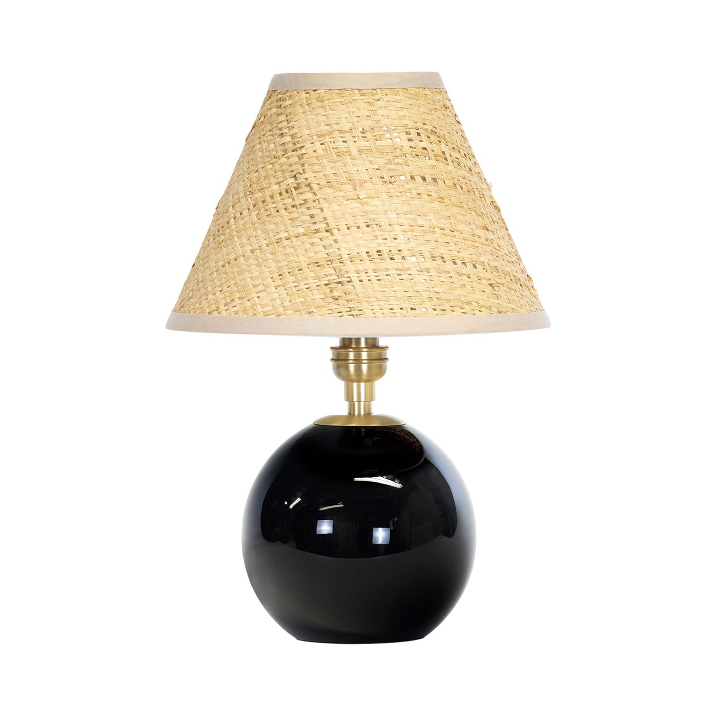Giorgio Table Lamp in Natural Brass/Black/Rattan.