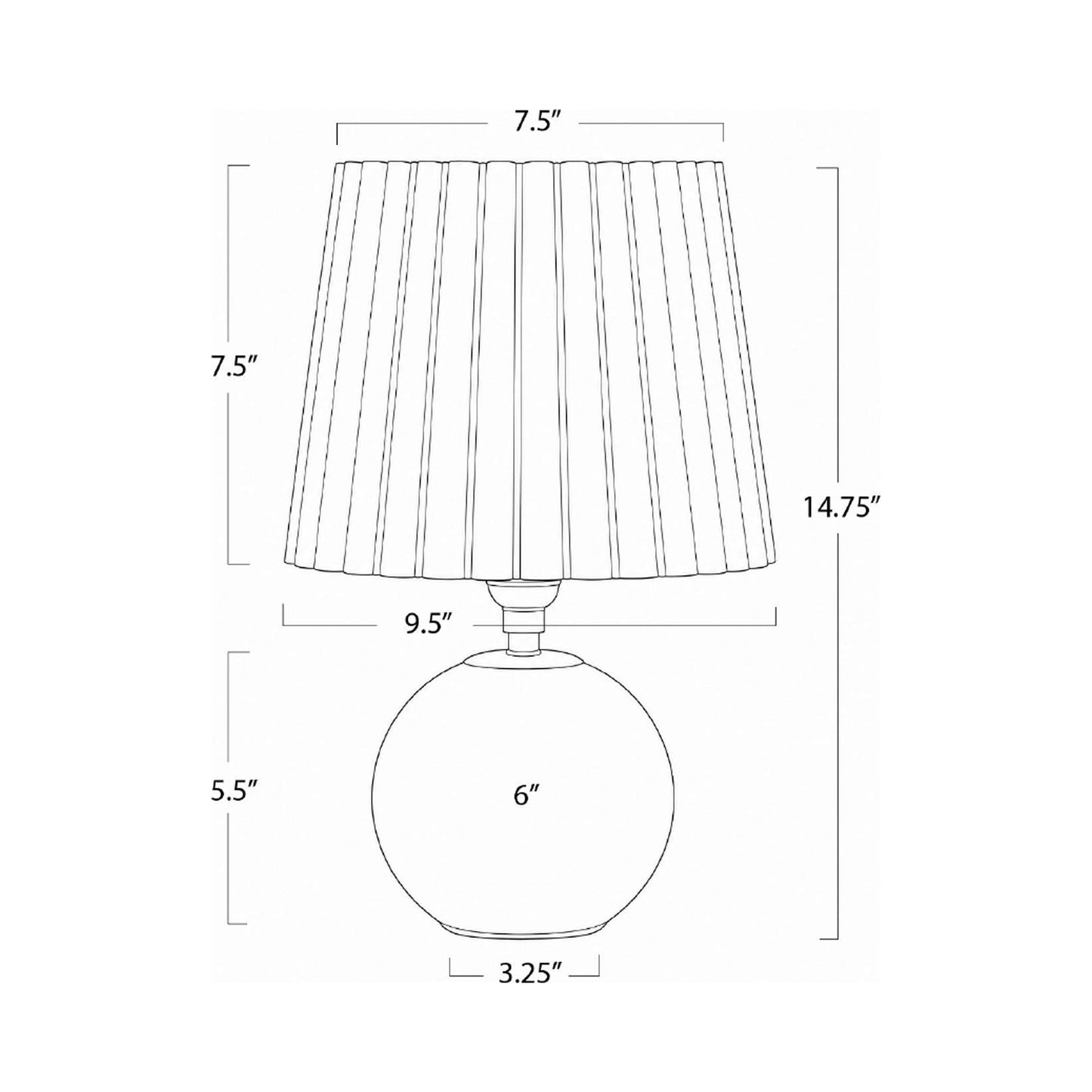 Giorgio Table Lamp - line drawing.