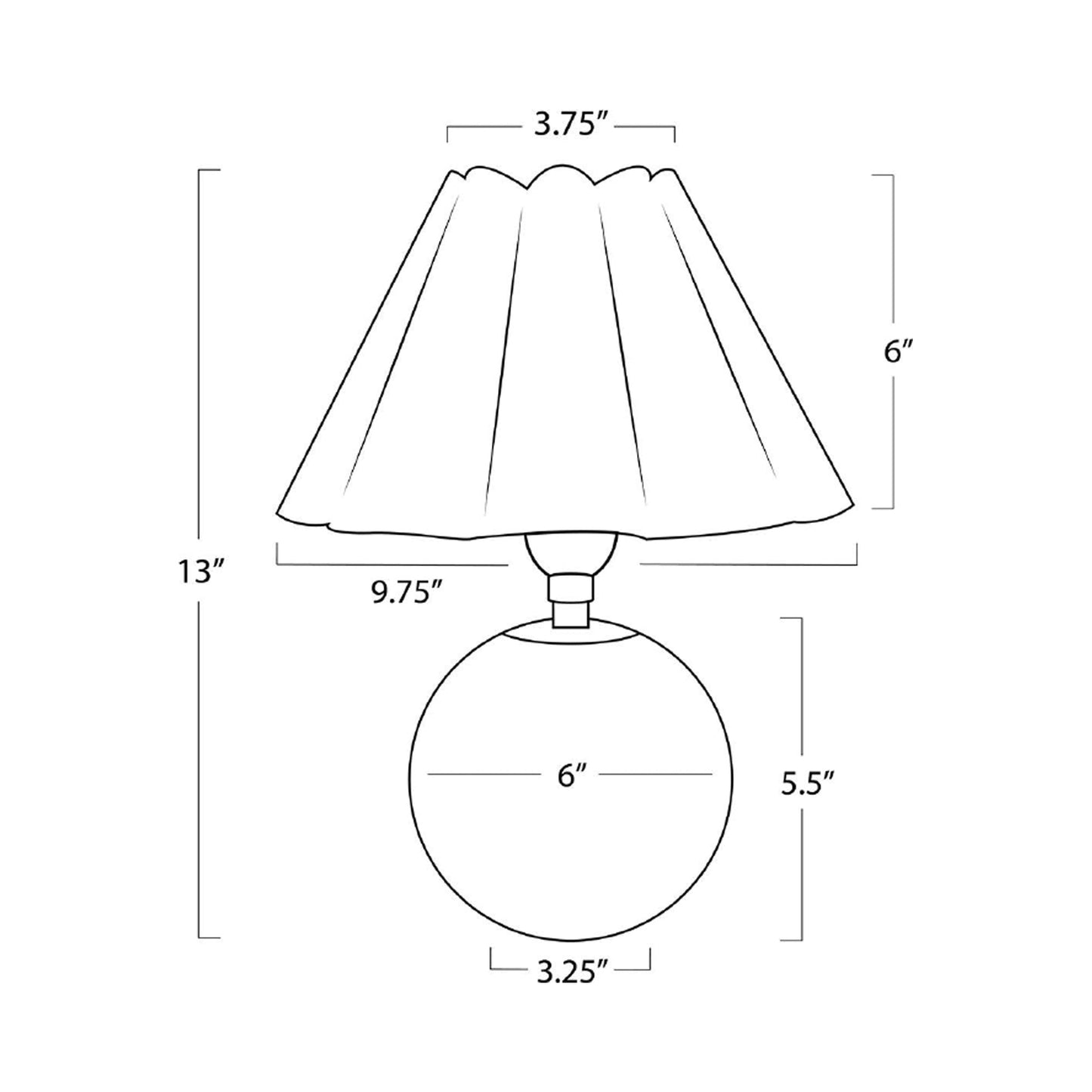 Giorgio Table Lamp - line drawing.
