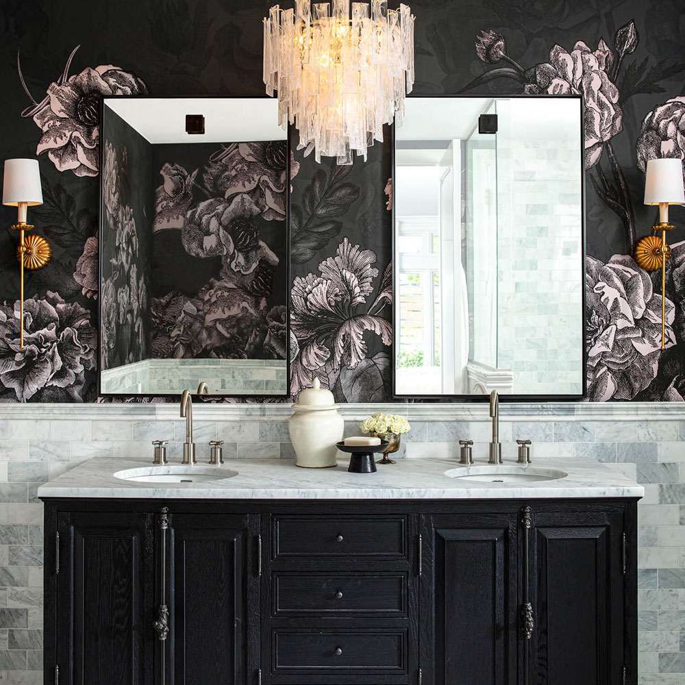 Glacier Chandelier in bathroom.