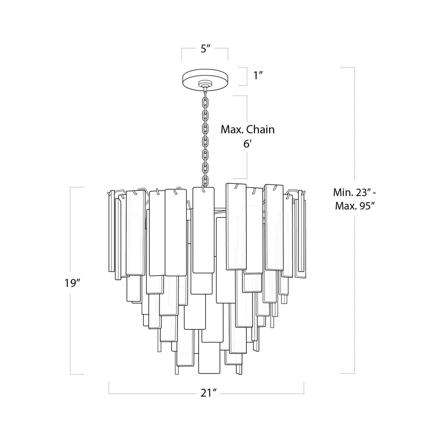 Glacier Chandelier - line drawing.