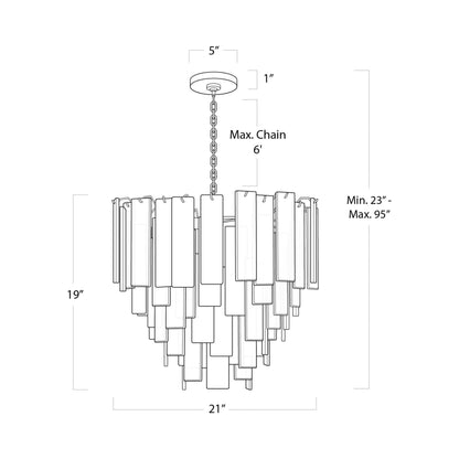 Glacier Chandelier - line drawing.