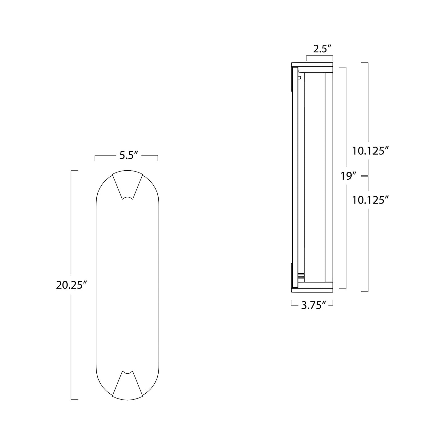 Houston Linear Wall Light - line drawing.