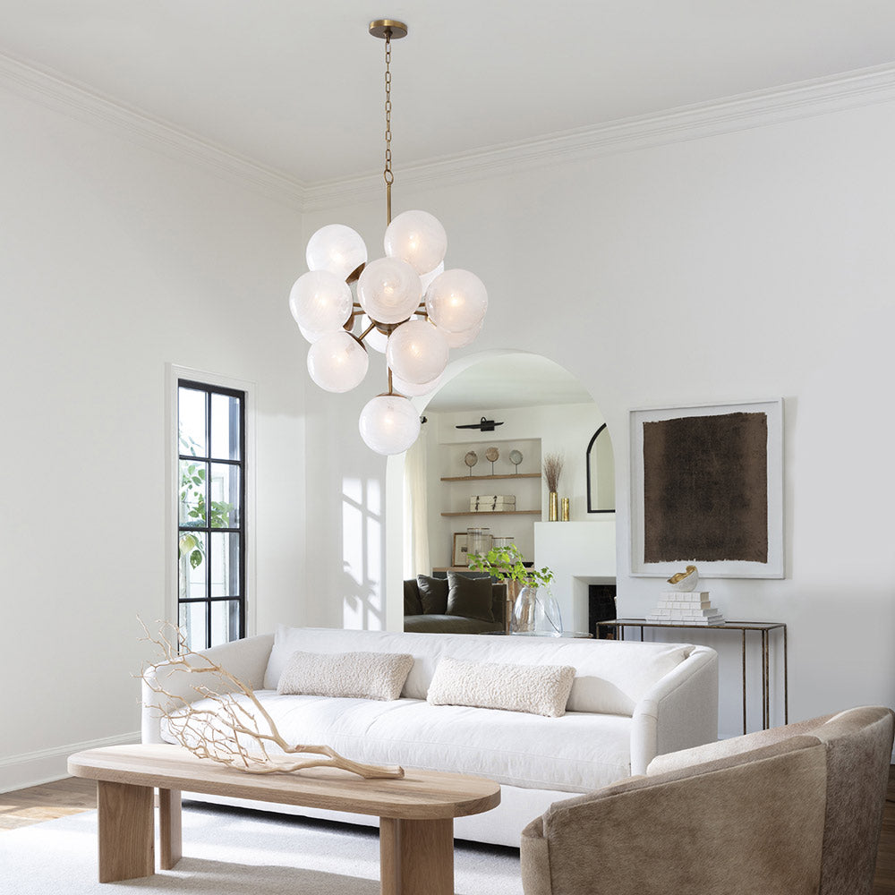 La Dame Chandelier in living room.