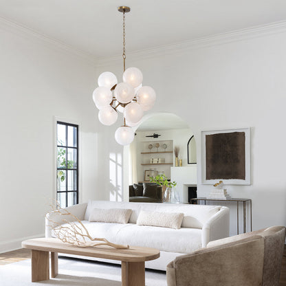 La Dame Chandelier in living room.