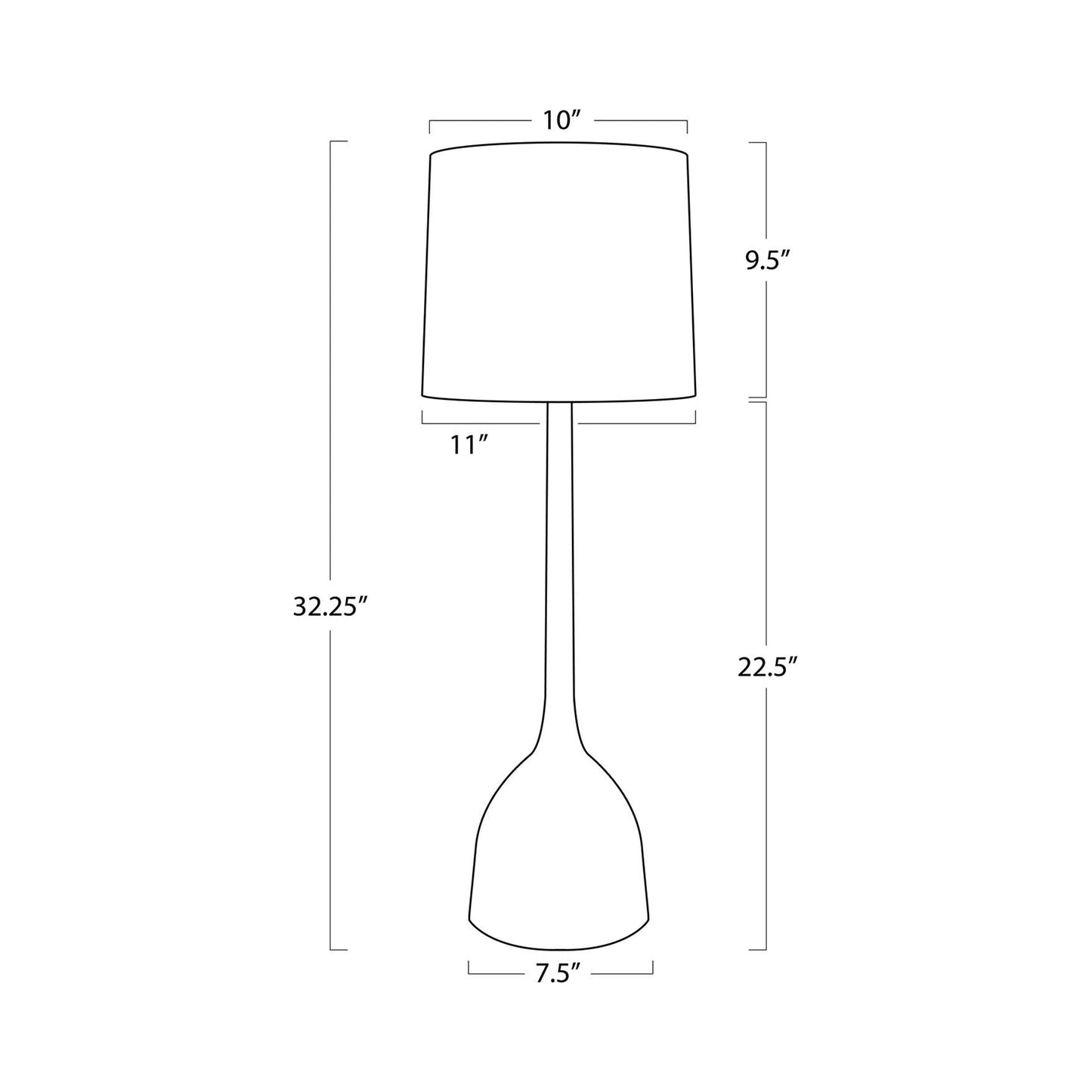 Logan Table Lamp - line drawing.