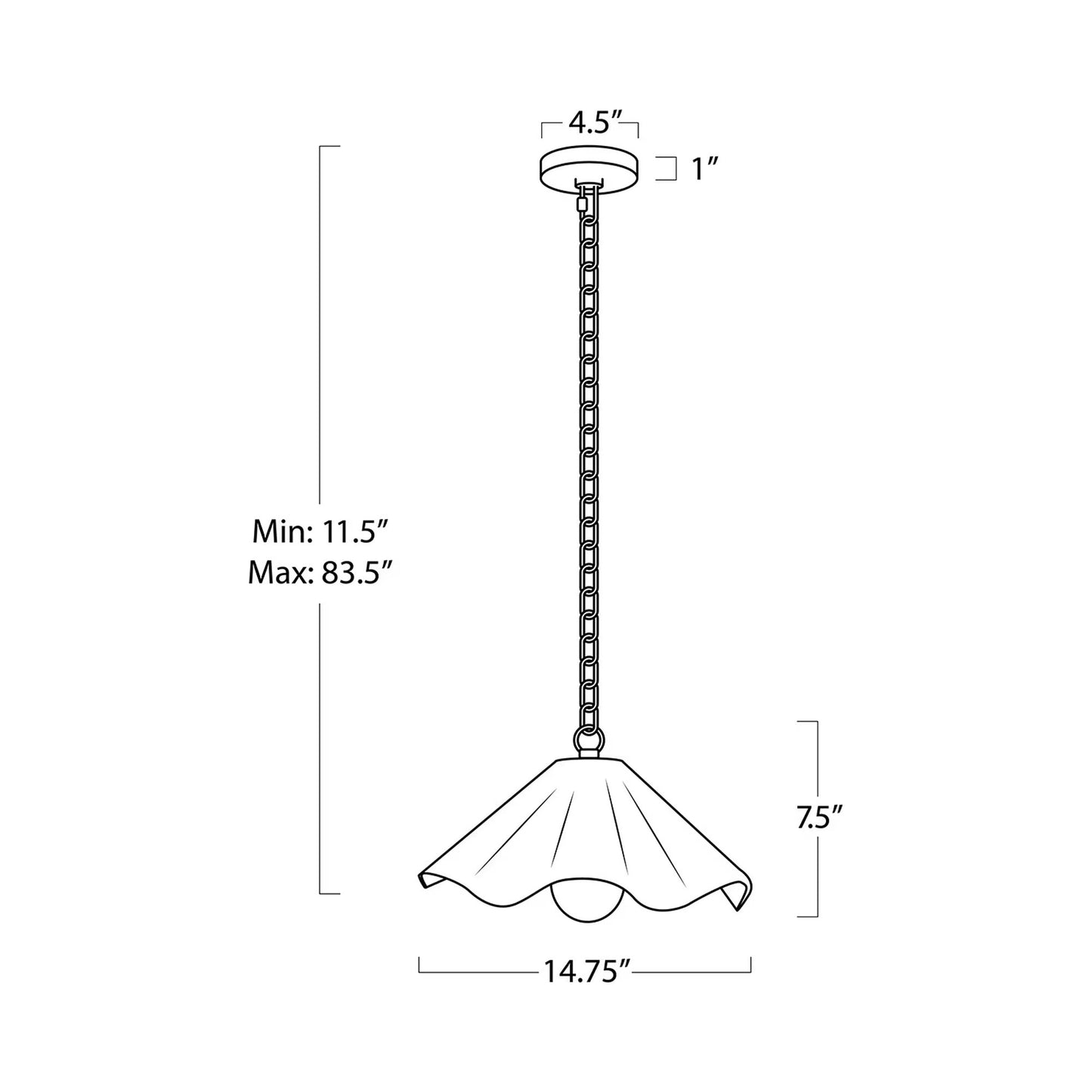 Marisol Pendant Light - line drawing.