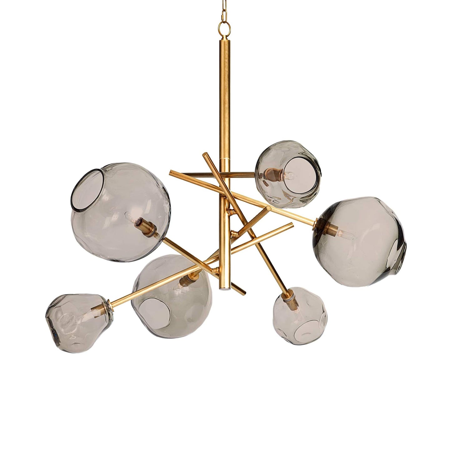 Molten Multi Light Chandelier in Natural Brass.