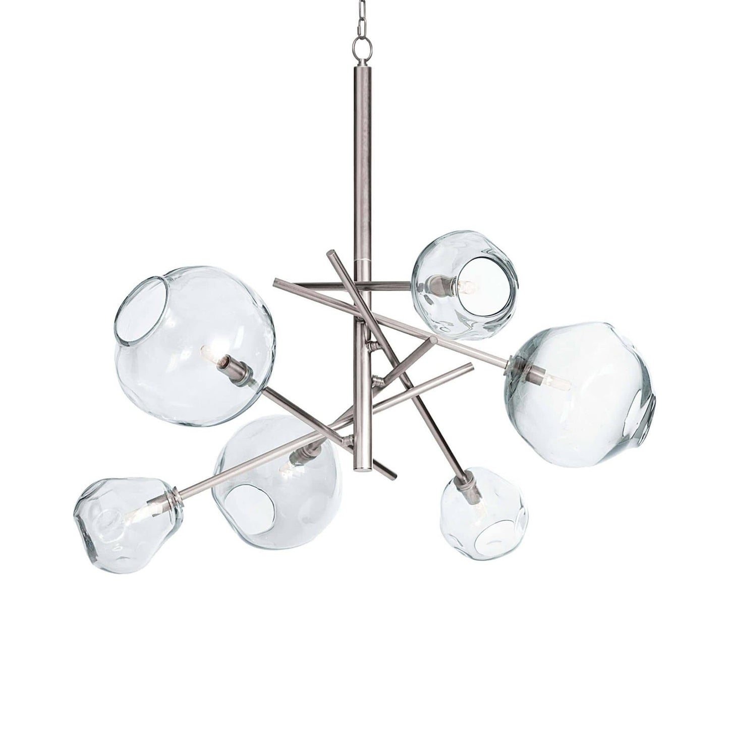 Molten Multi Light Chandelier in Polished Nickel.
