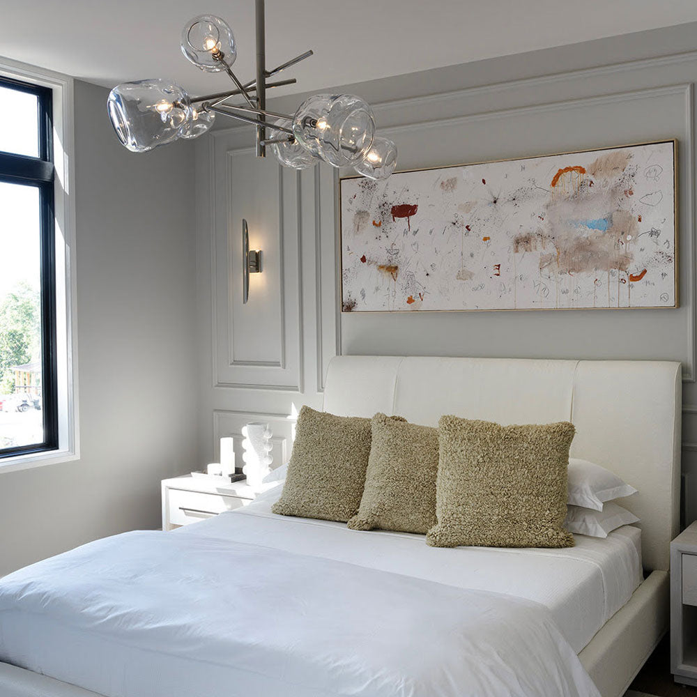 Molten Multi Light Chandelier in bedroom.