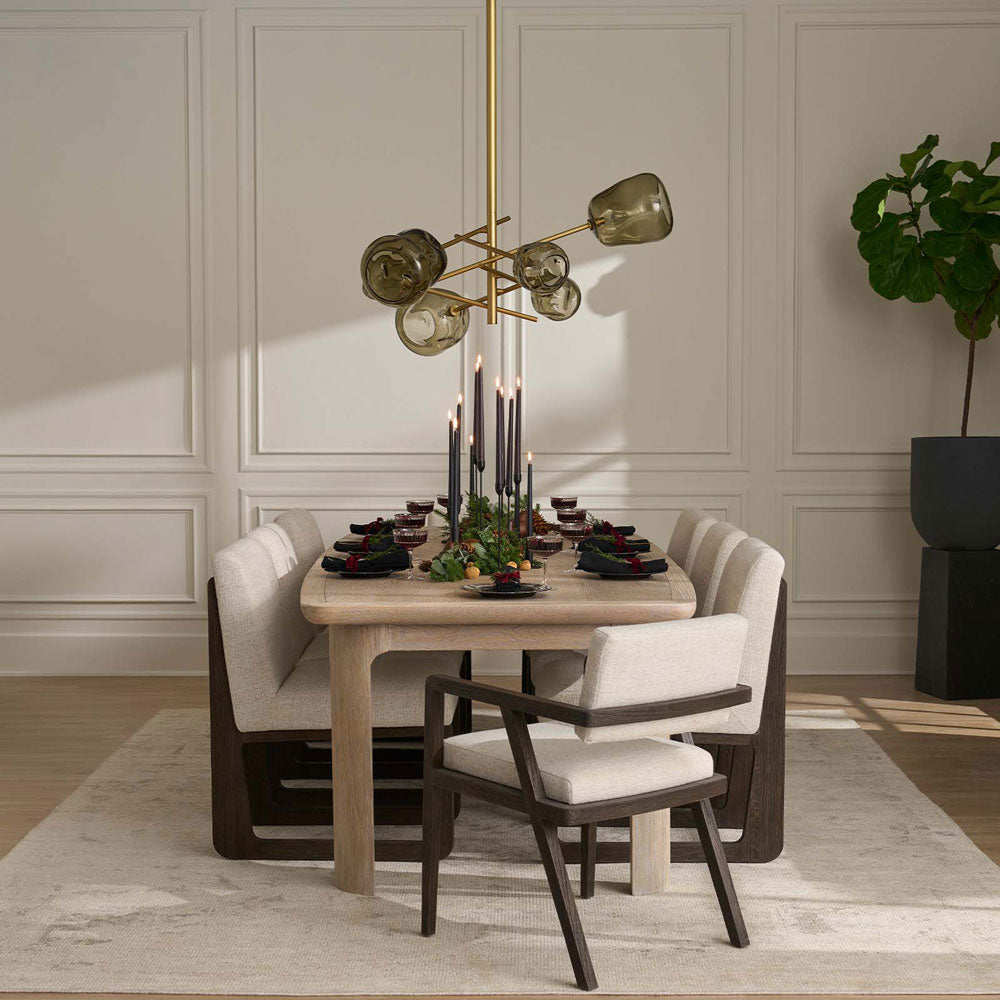 Molten Multi Light Chandelier in dining room.