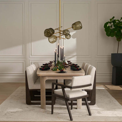 Molten Multi Light Chandelier in dining room.