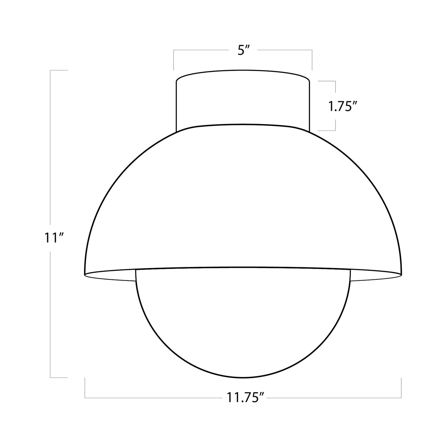 Montreux Flush Mount Ceiling Light - line drawing.