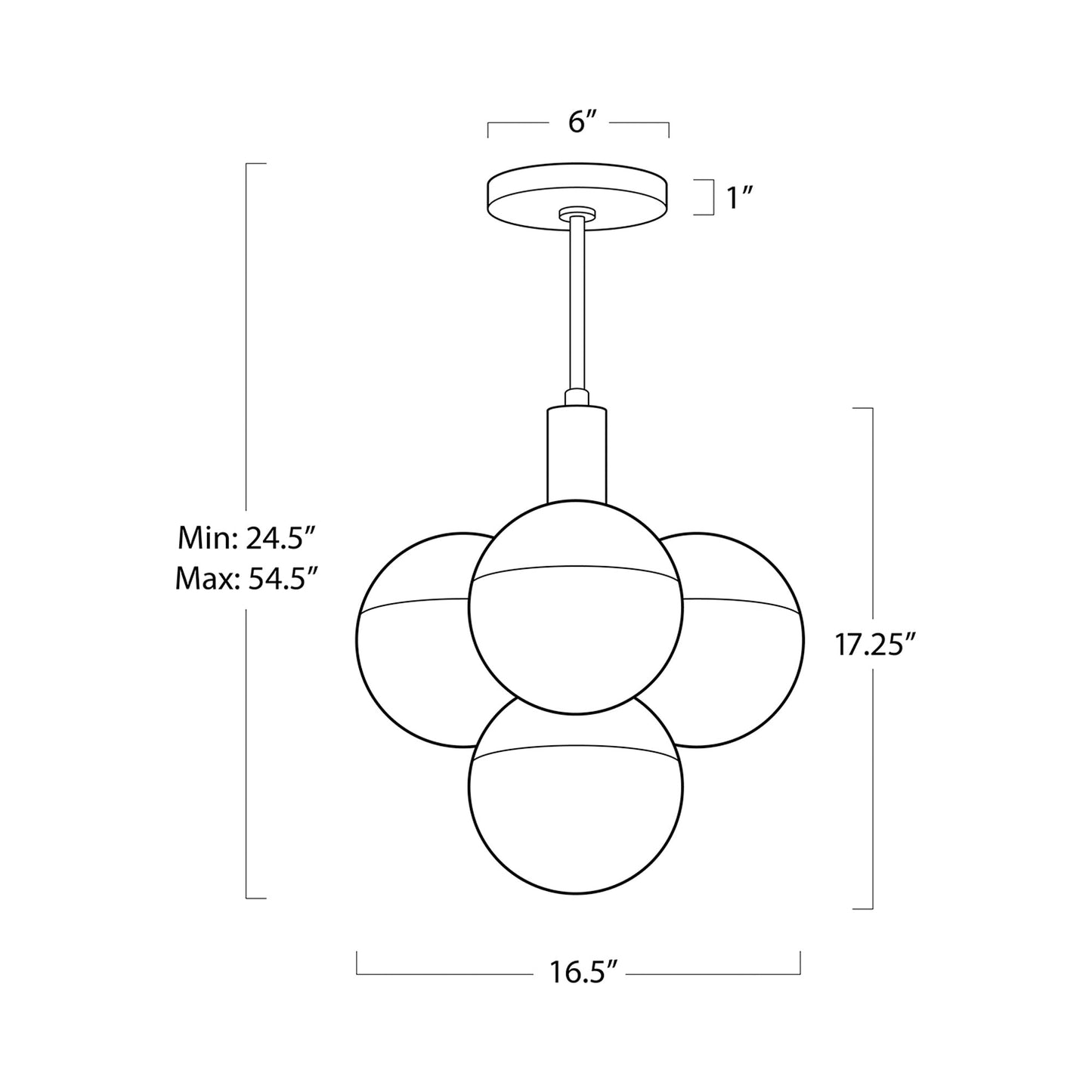 Oliver Pendant Light - line drawing.