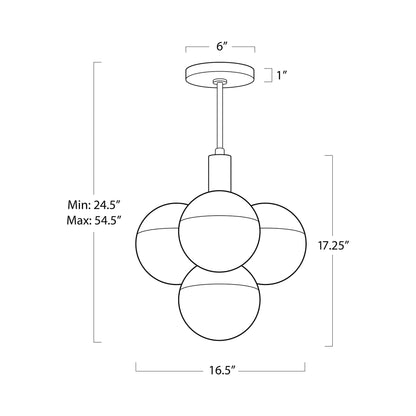 Oliver Pendant Light - line drawing.