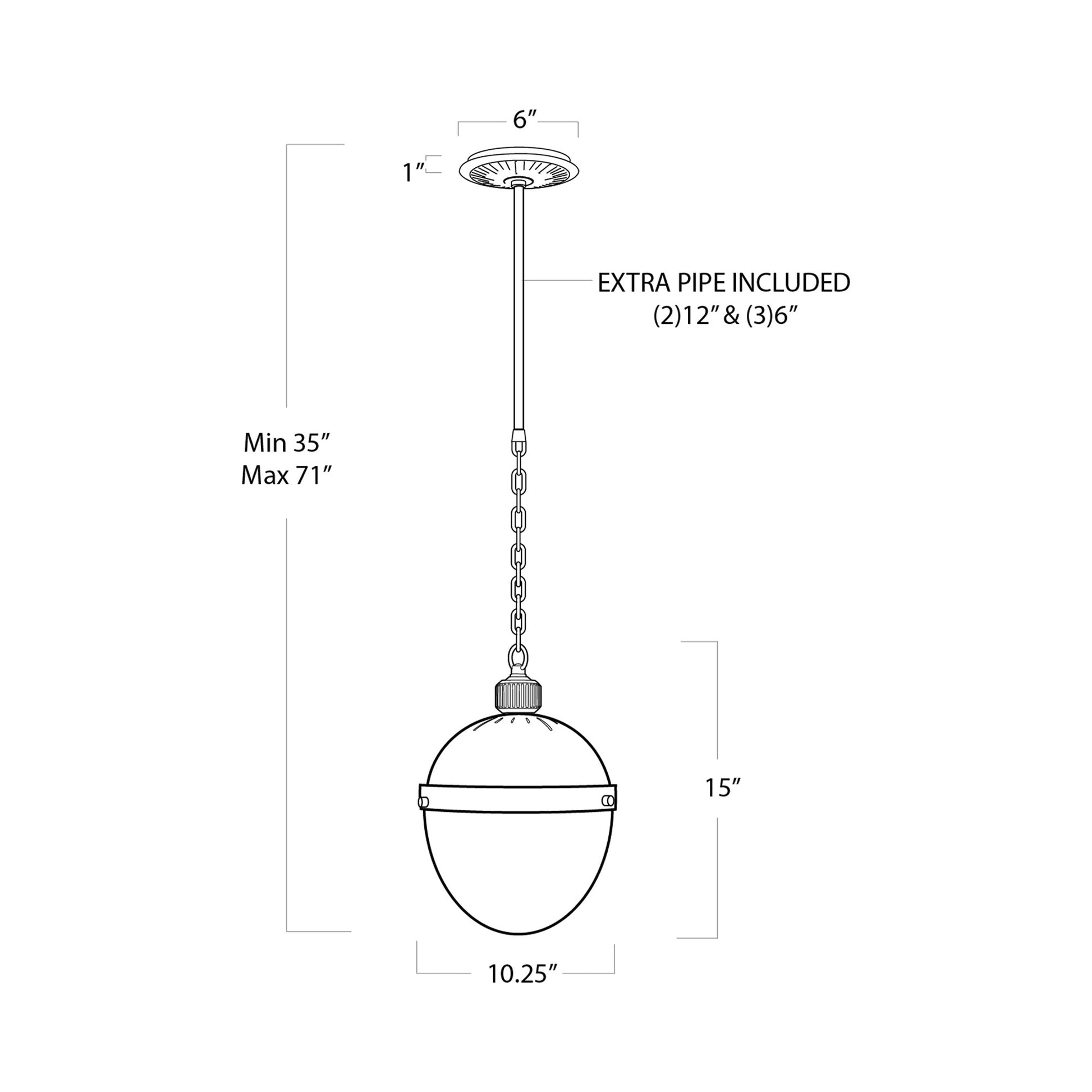 Otis Pendant Light - line drawing.