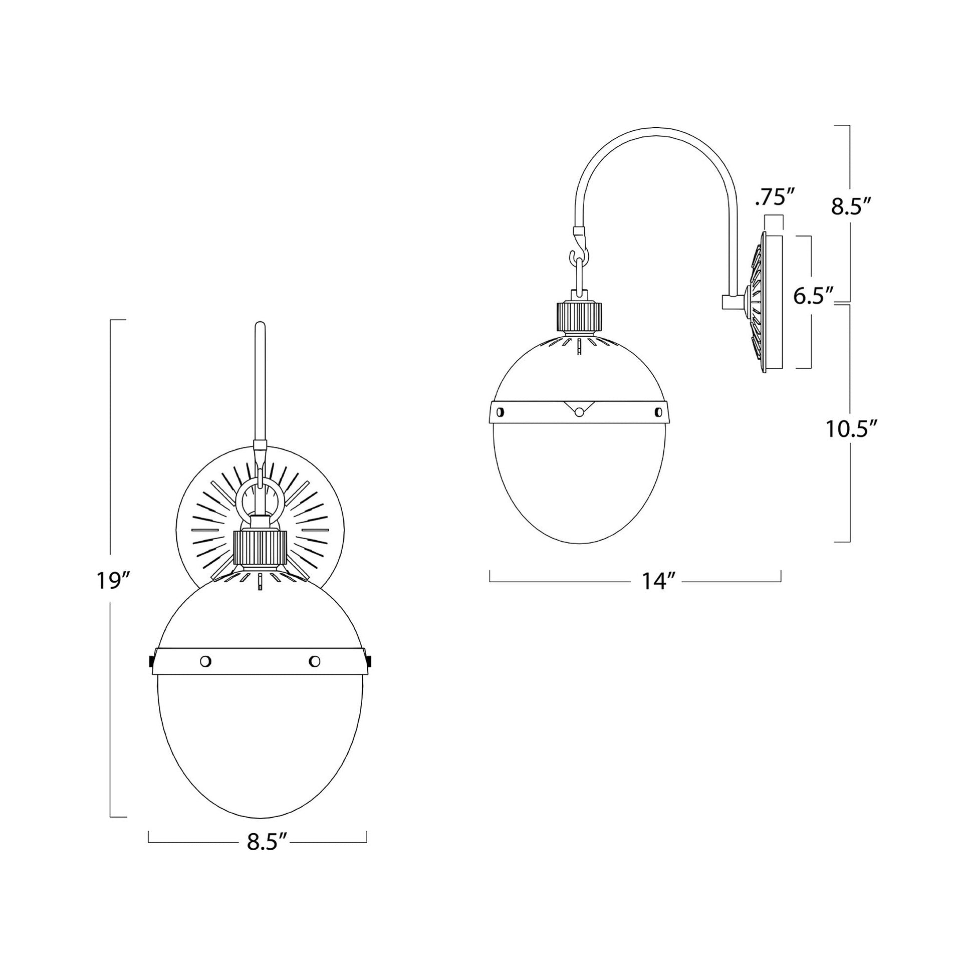 Otis Wall Light - line drawing.