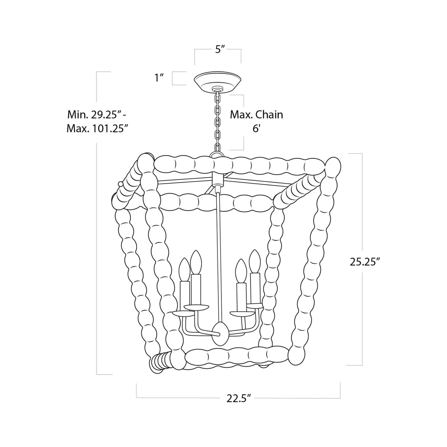 Perennial Pendant Light - line drawing.