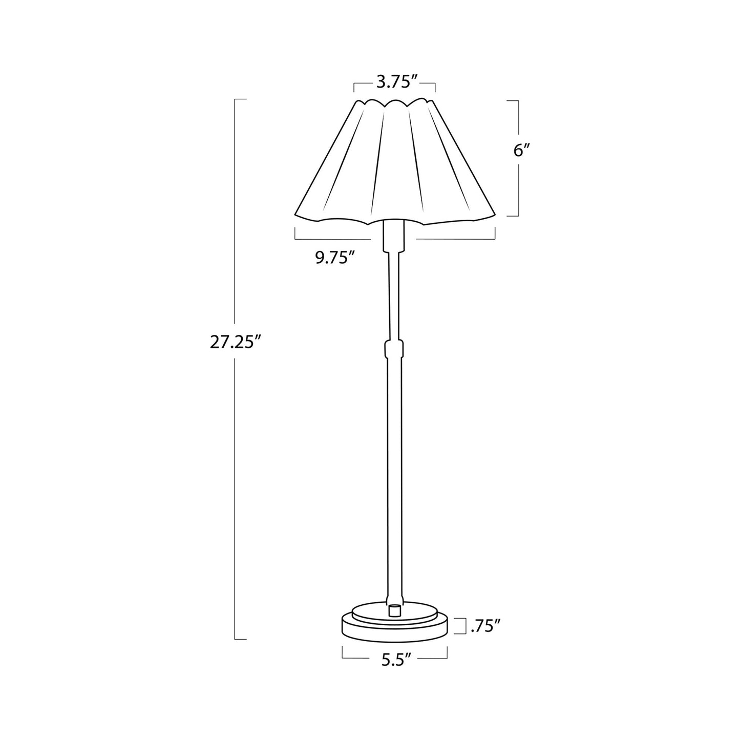 Polly Buffet Table Lamp - line drawing.