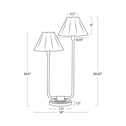 Polly Double Arm Table Lamp - line drawing.