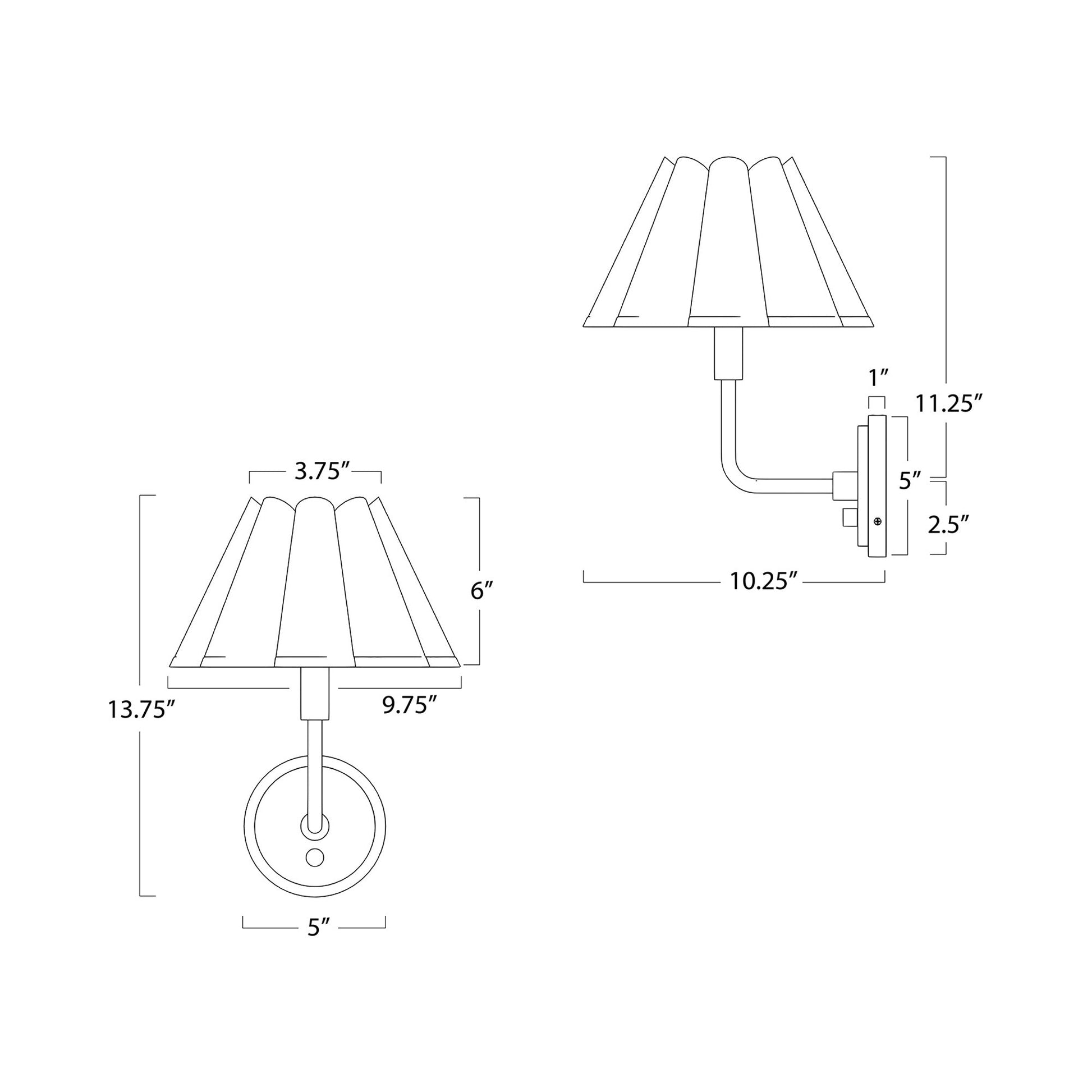 Polly Wall Light - line drawing.