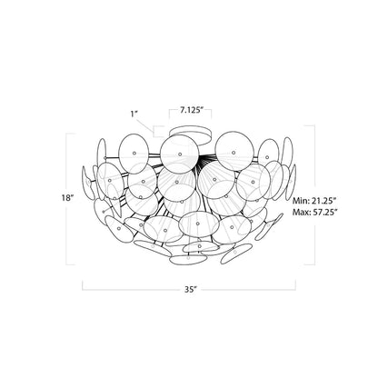 Poppy Flush Mount Ceiling Light - line drawing.