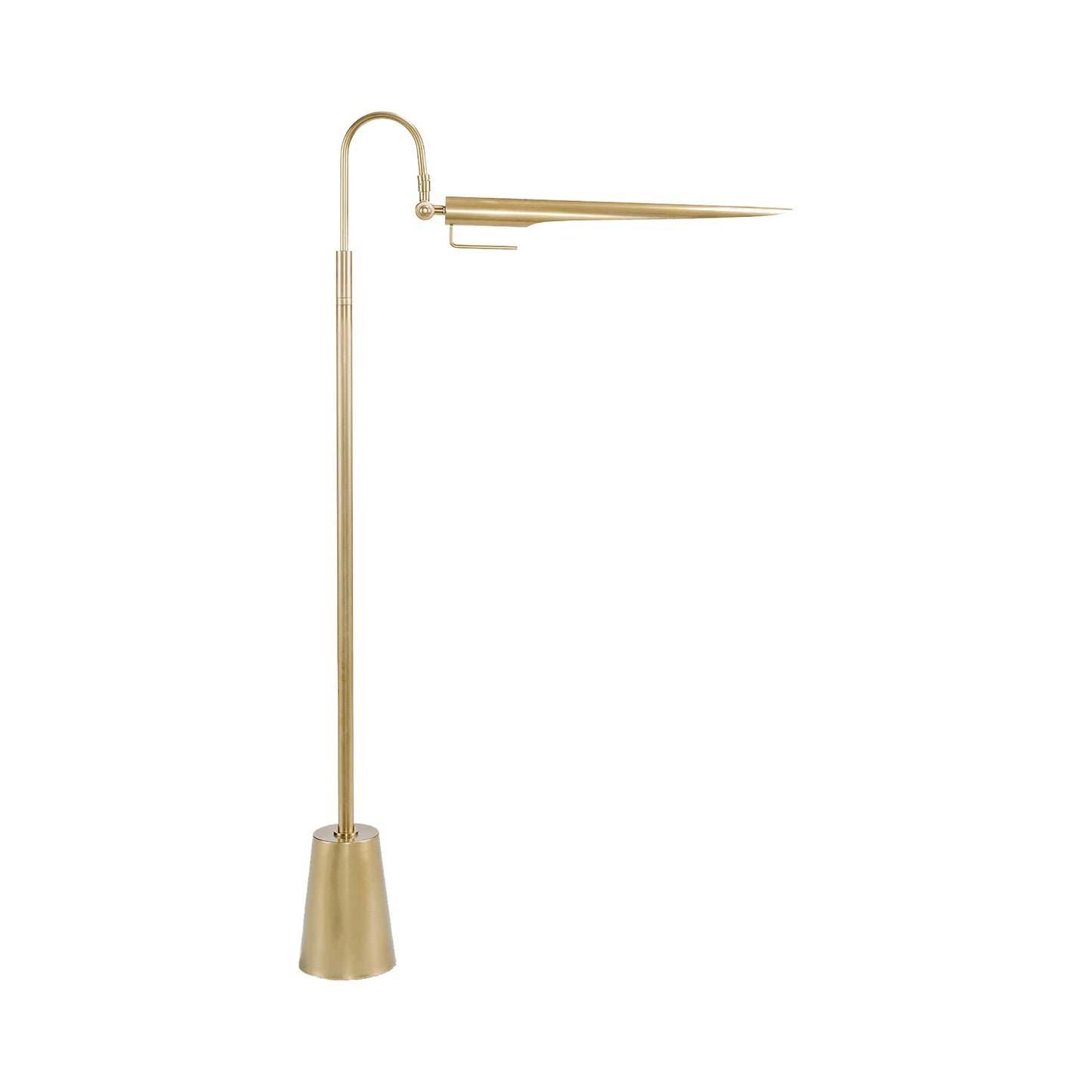 Raven Floor Lamp in Natural Brass.