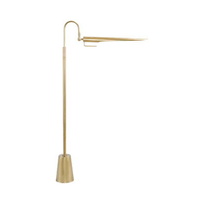 Raven Floor Lamp in Natural Brass.