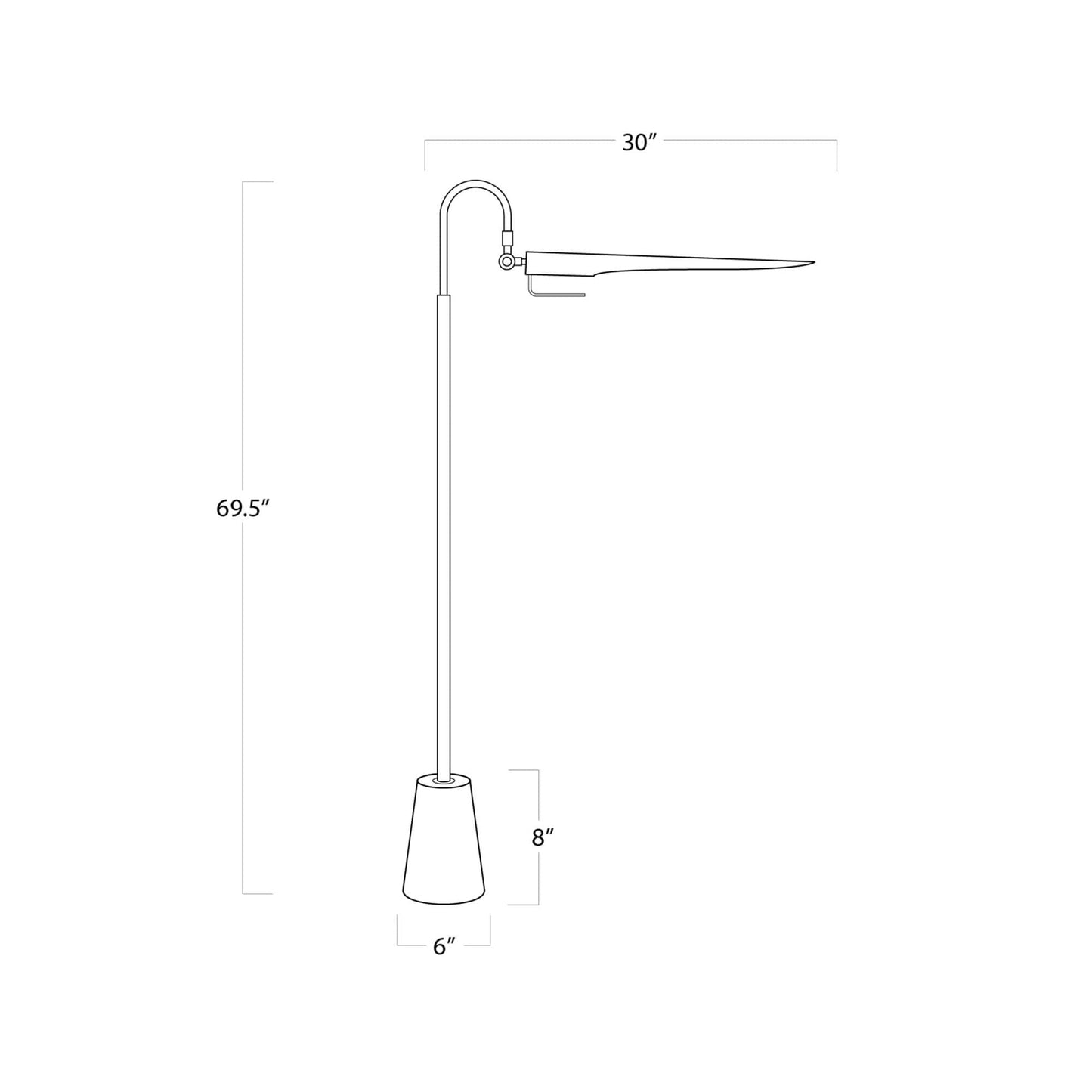 Raven Floor Lamp - line drawing.