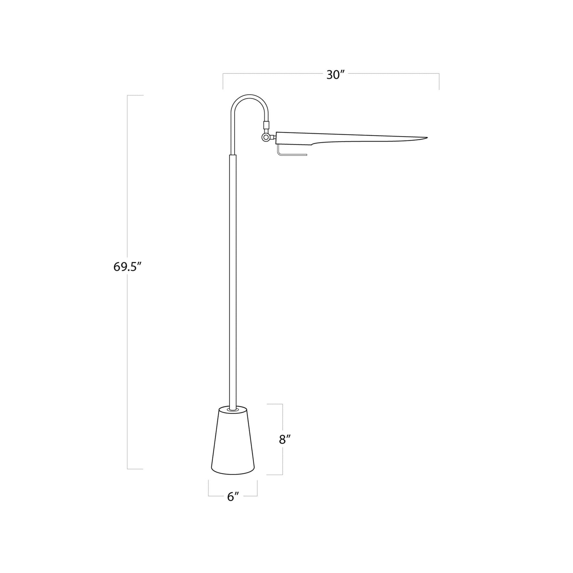 Raven Floor Lamp - line drawing.